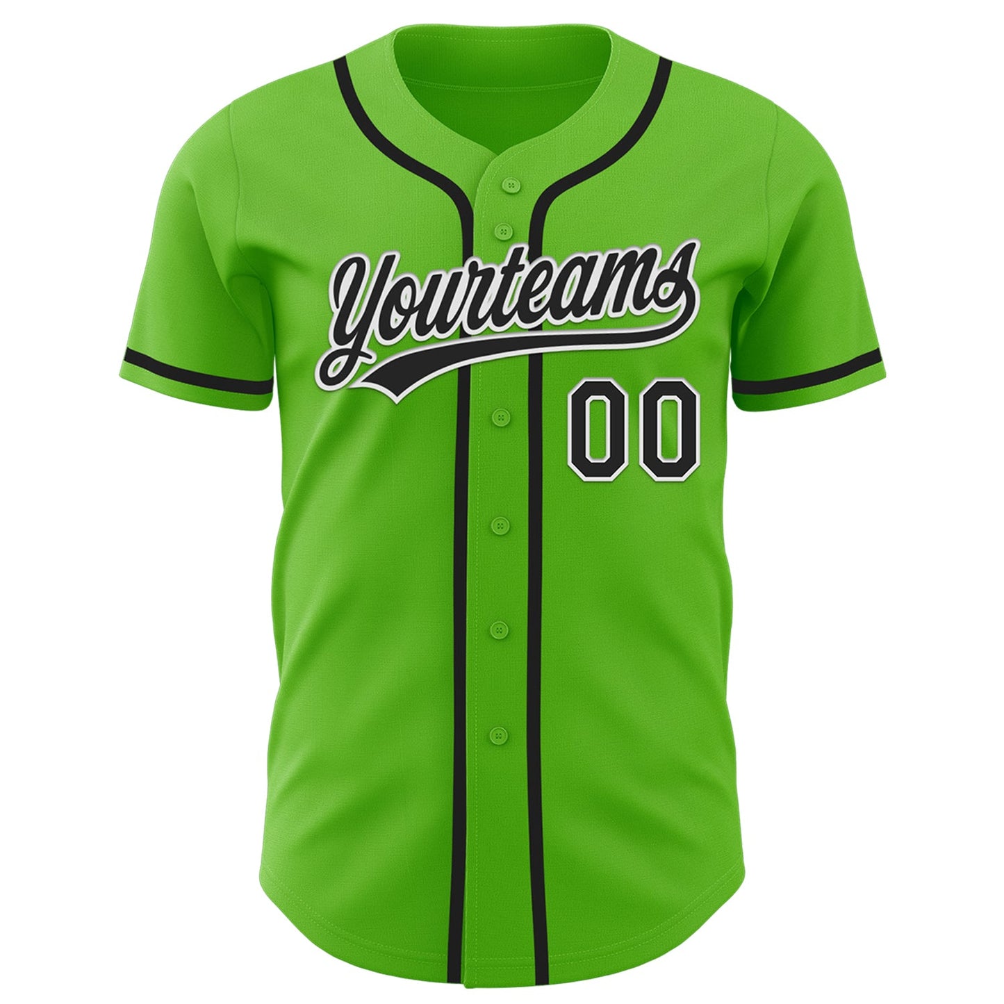 Custom Aurora Green Black-White Authentic Baseball Jersey view 2