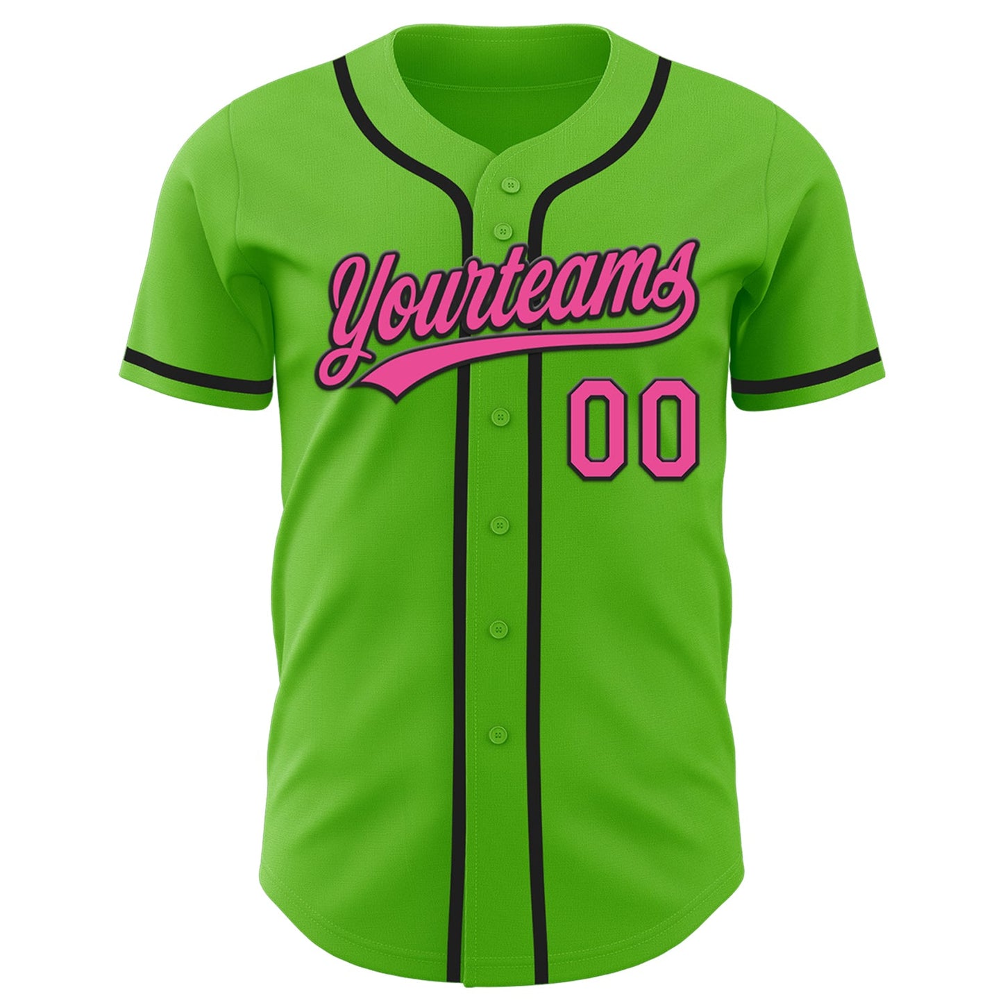 Custom Aurora Green Pink-Black Authentic Baseball Jersey view 2