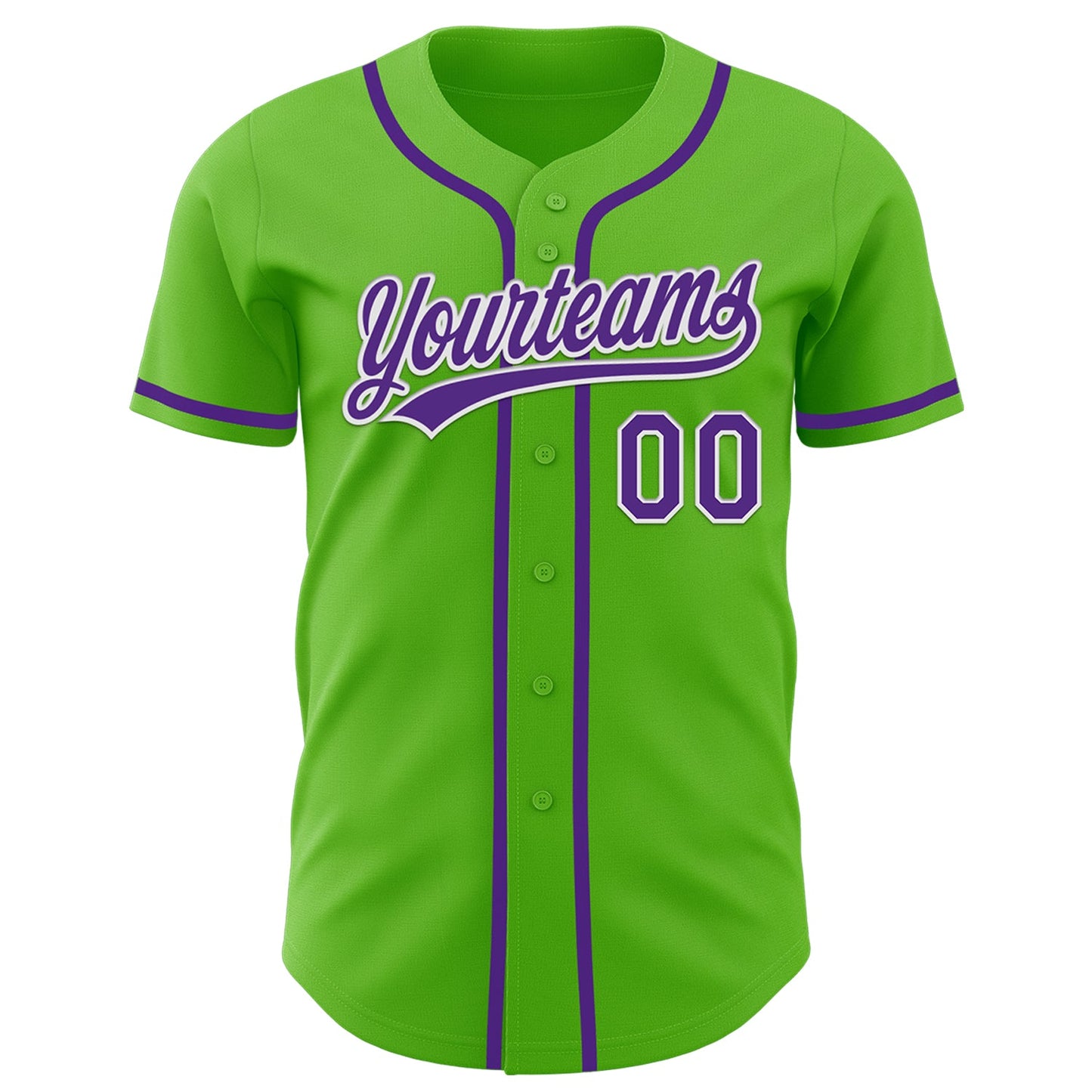 Custom Aurora Green Purple-White Authentic Baseball Jersey view 2