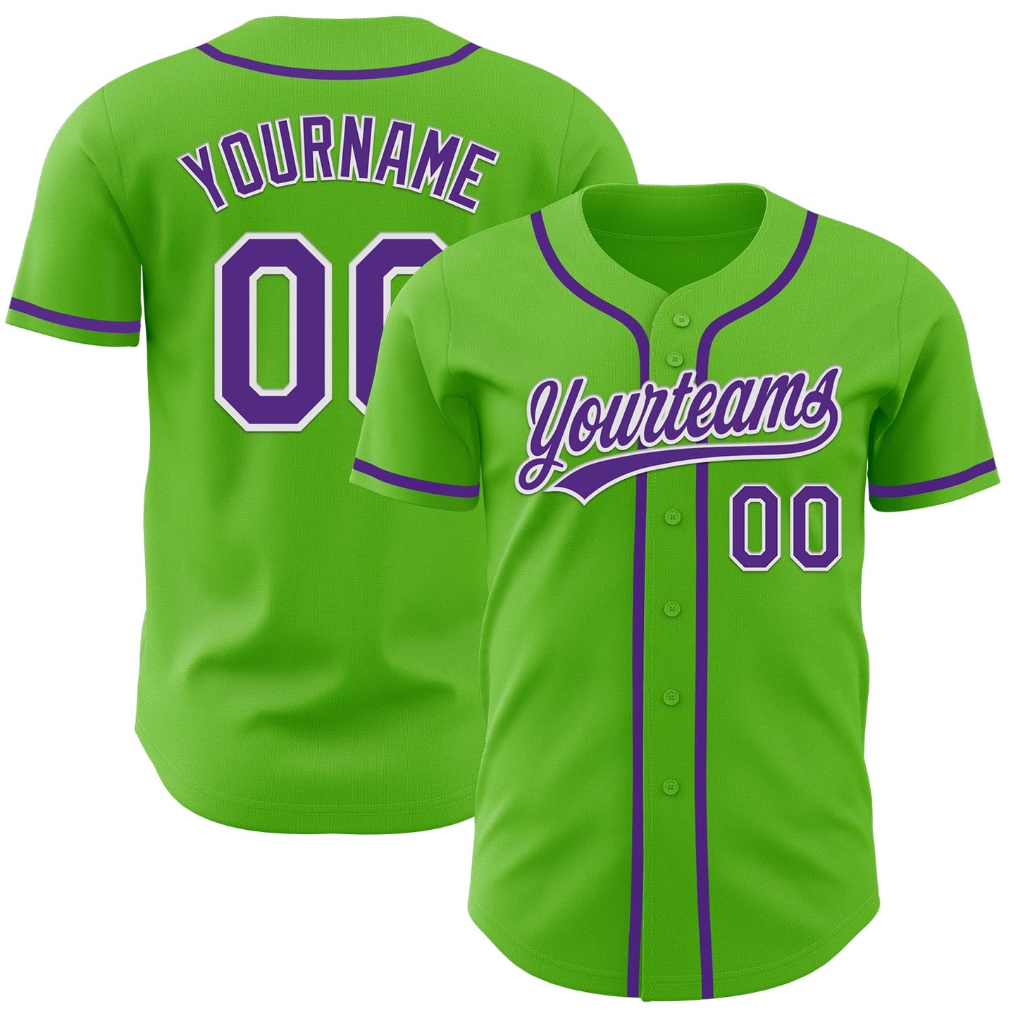 Custom Aurora Green Purple-White Authentic Baseball Jersey - Main View