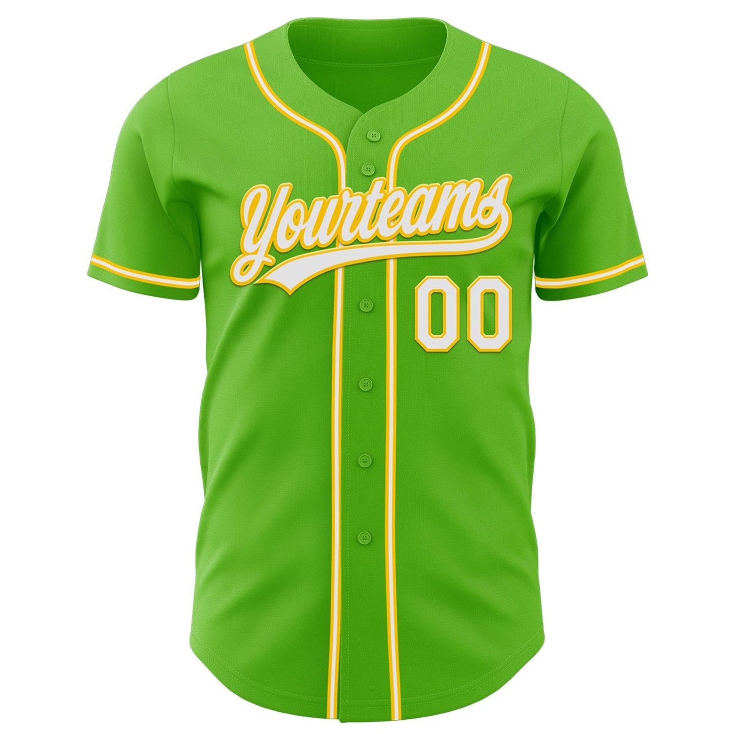 Custom Aurora Green White-Yellow Authentic Baseball Jersey view 2