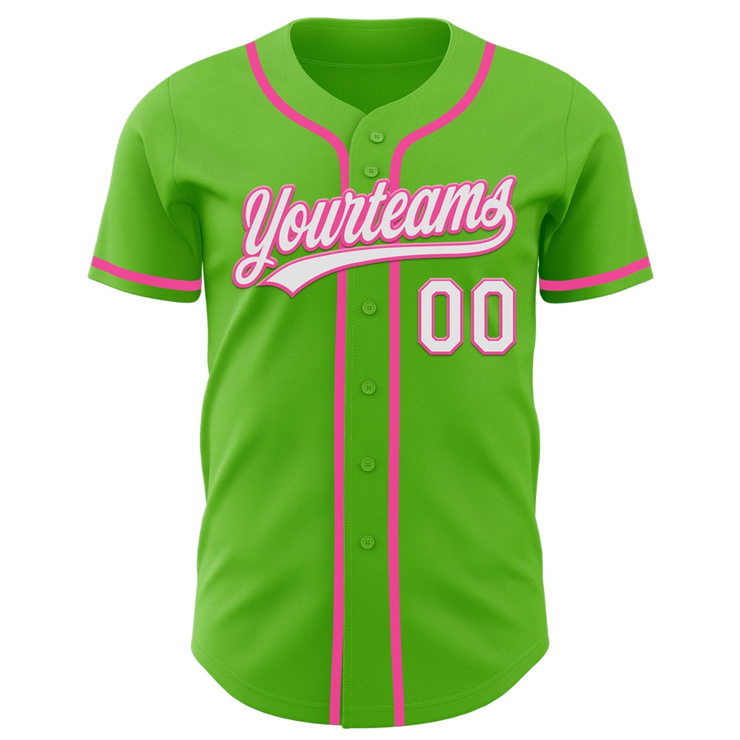 Custom Aurora Green White-Pink Authentic Baseball Jersey view 2