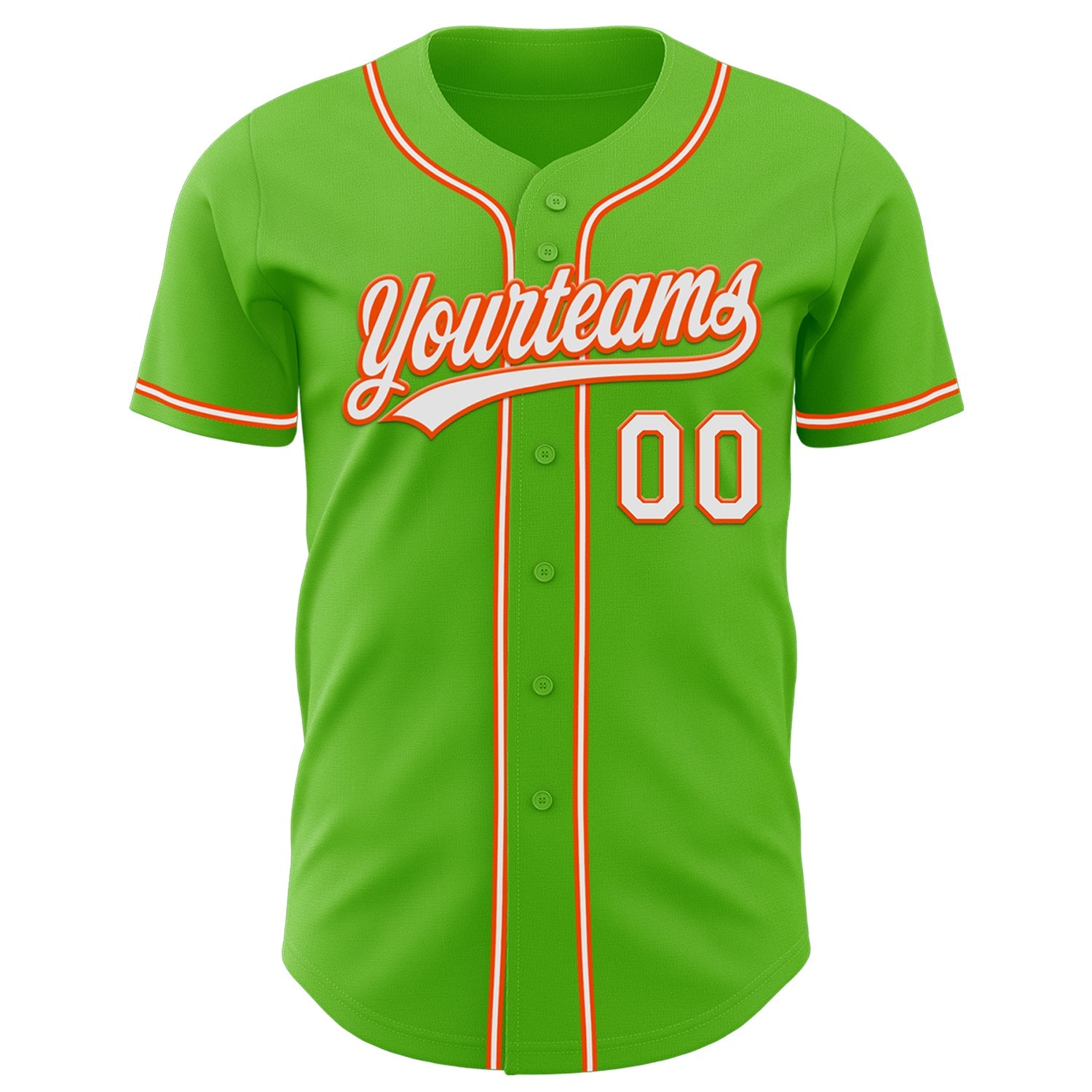Custom Aurora Green White-Orange Authentic Baseball Jersey view 2