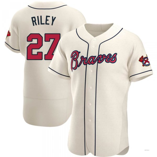 Atlanta Braves #27 Austin Riley Cream Alternate Jersey Stitches Baseball Jerseys - Main View