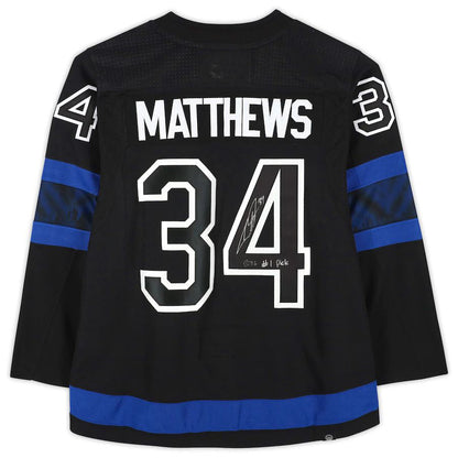 T.Maple Leafs #34 Auston Matthews Fanatics Authentic Autographed Alternate with 2016 #1 Pick Inscription  Black Stitched American Hockey Jerseys - Main View