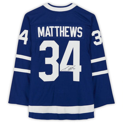 T.Maple Leafs #34 Auston Matthews Fanatics Authentic Autographed Alternate Captain Blue Stitched American Hockey Jerseys - Main View
