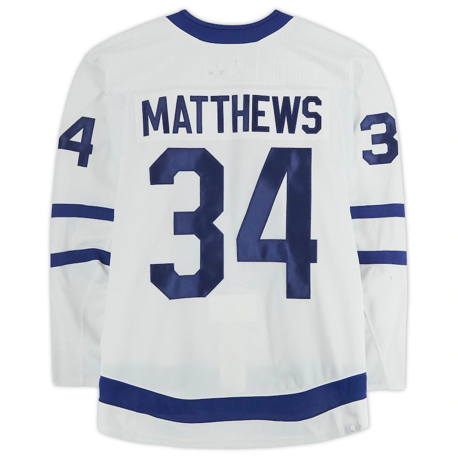 T.Maple Leafs #34 Auston Matthews Fanatics Authentic Game-Used White Jersey from the 2021-22 Season Stitched American Hockey Jerseys - Main View