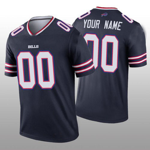 Custom B.Bills Navy Inverted Legend Jersey Stitched Jersey Football Jerseys - Main View
