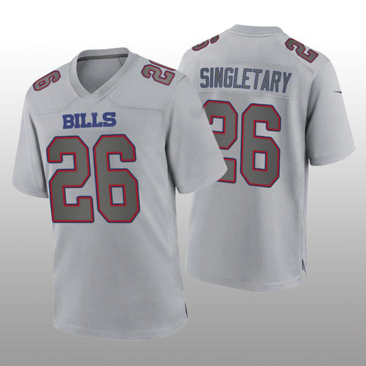 B.Bills #26 Devin Singletary Gray Atmosphere Game Jersey American Stitched Football Jerseys - Main View