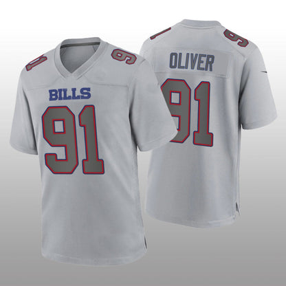 B.Bills #91 Ed Oliver Gray Atmosphere Game Jersey Football Stitched American Jerseys - Main View