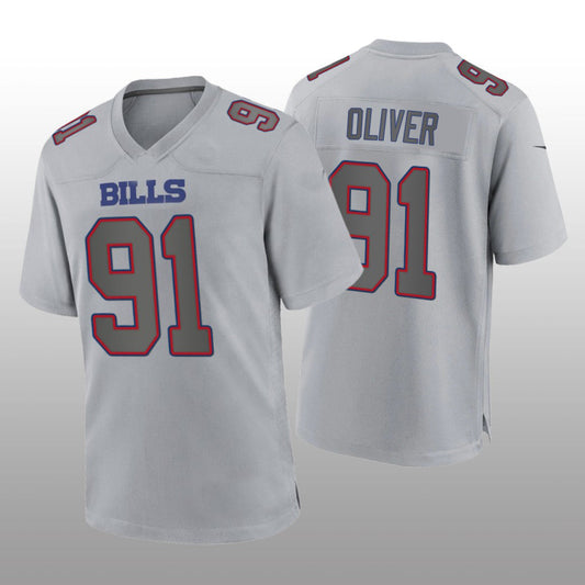 B.Bills #91 Ed Oliver Gray Atmosphere Game Jersey Football Stitched American Jerseys - Main View