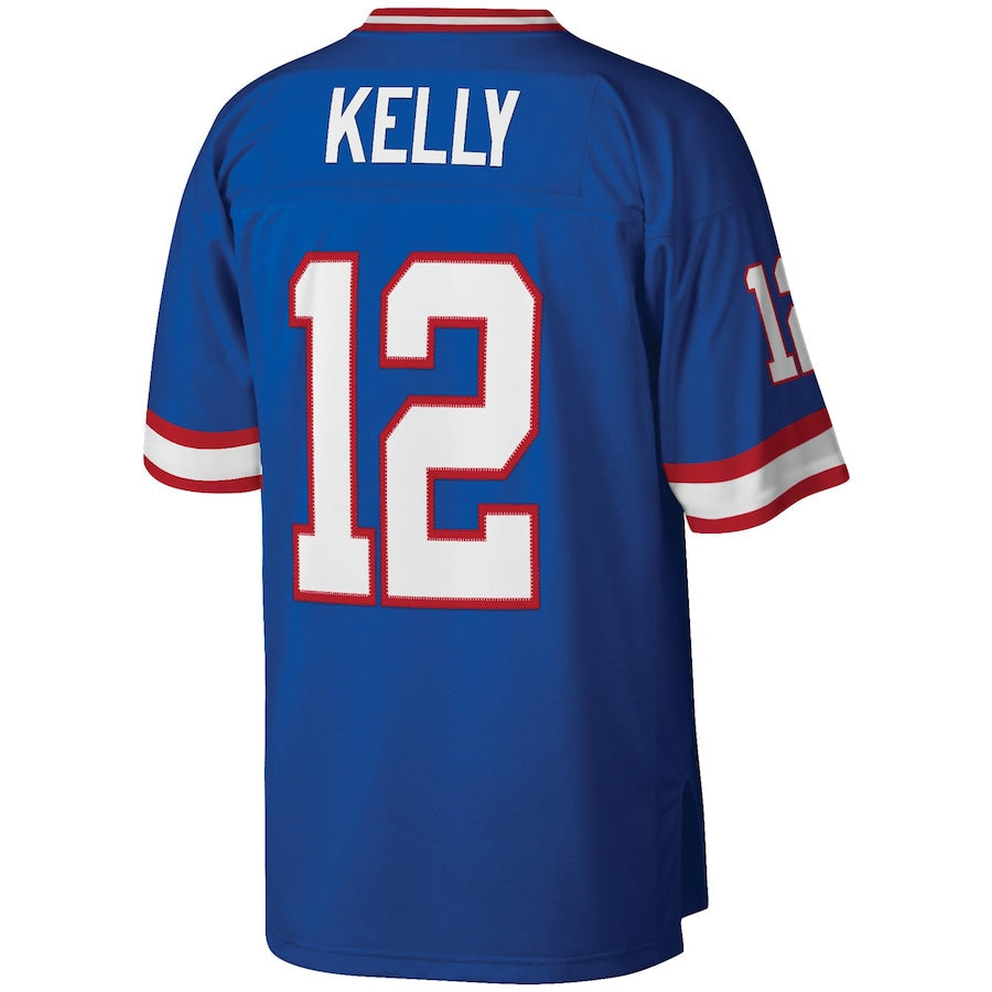 B.Bills #12 Jim Kelly Mitchell & Ness Royal 1990 Legacy Replica Jersey Football Stitched American Jerseys - Main View