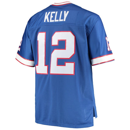 B.Bills Jim #12 Kelly Mitchell & Ness Royal Big & Tall 1990 Retired Player Replica Jersey Football Stitched American Jerseys - Main View