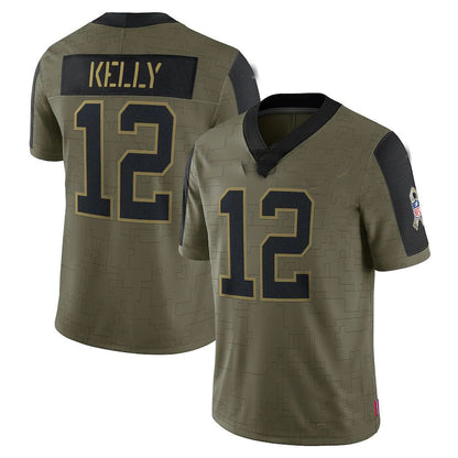 B.Bills #12 Jim Kelly Olive 2021 Salute To Service Retired Player Limited Jersey Football Stitched American Jerseys - Main View
