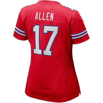 B.Bills #17 Josh Allen  Red Alternate Game Player Jersey Football Stitched American Jerseys - Main View