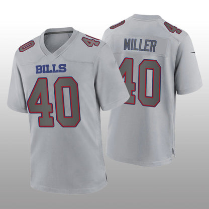 B.Bills #40 Von Miller Gray Atmosphere Game Jersey Football Stitched American Jerseys - Main View