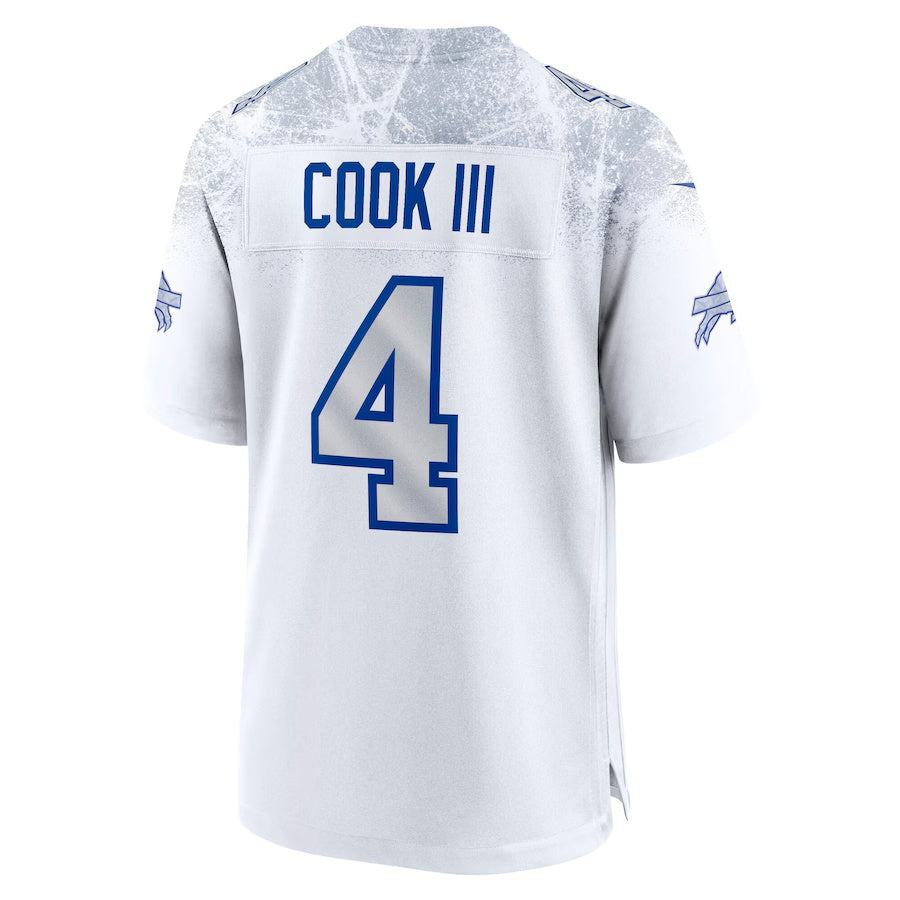 B.Bills #4 James Cook III 2025 Rivalries Collection Game Jersey - White Football Stitched American Jerseys - Main View