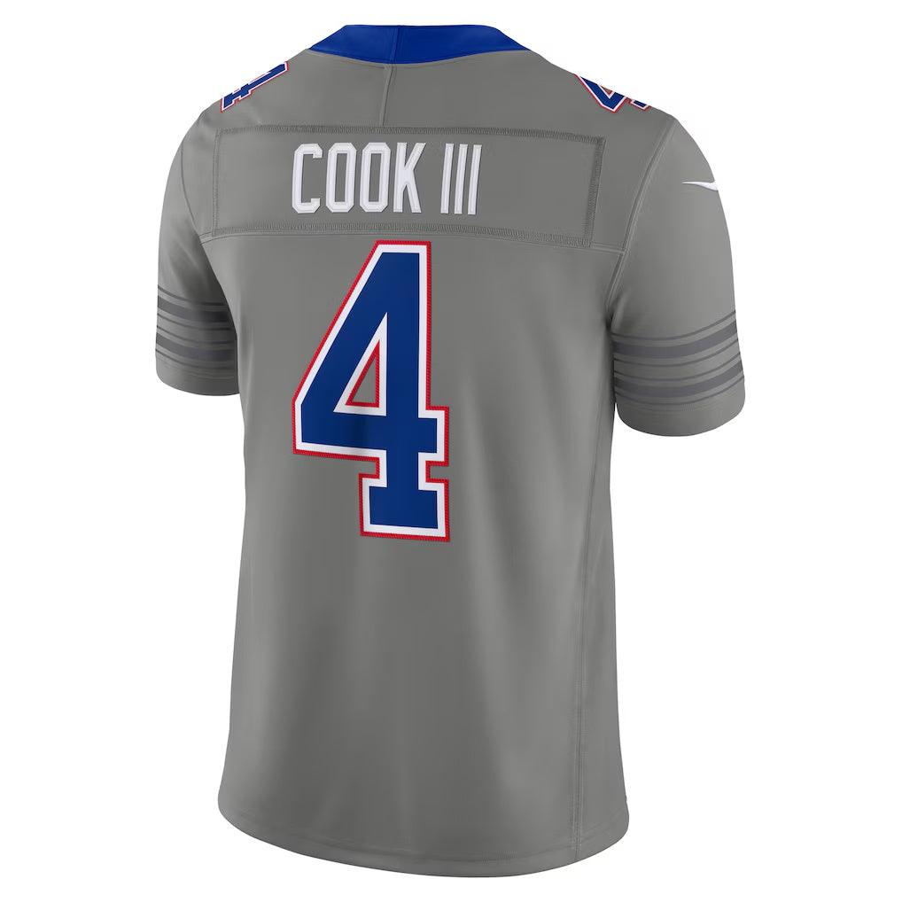 B.Bills #4 James Cook III Gray Nickel City Vapor F.U.S.E. Stitched Limited Football Jersey - Main View