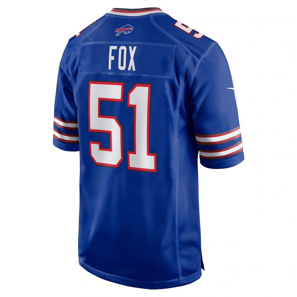 B.Bills #51 Morgan Fox Royal Team Game Football Stitched American Jerseys - Main View