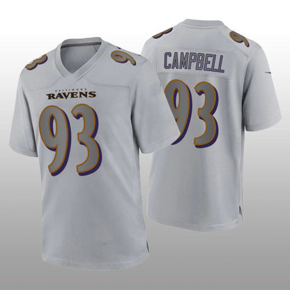 B.Ravens #93 Calais Campbell Gray Atmosphere Game Jersey Stitched American Football Jerseys - Main View