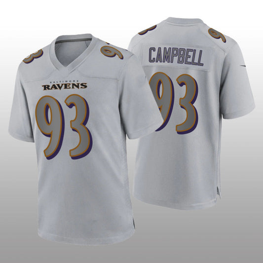 B.Ravens #93 Calais Campbell Gray Atmosphere Game Jersey Stitched American Football Jerseys - Main View