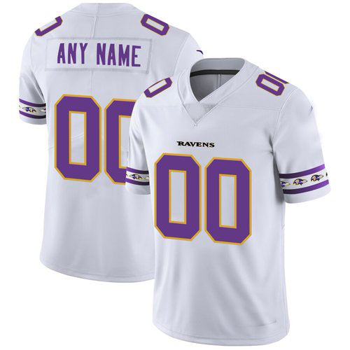 Custom B.Ravens White Team Logo Vapor Limited Jersey Stitched American Football Jerseys - Main View