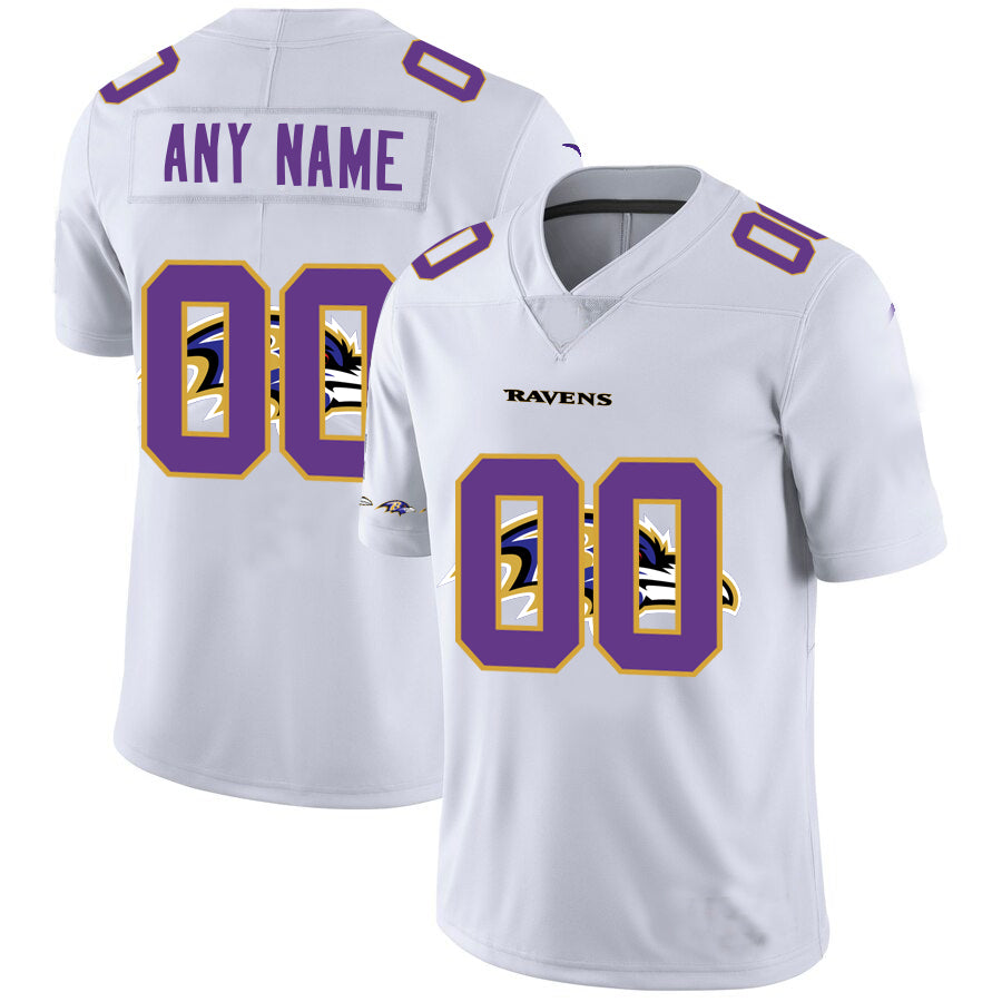 Custom B.Ravens White Team Big Logo Vapor Untouchable Limited Jersey Stitched American Football Jerseys - Main View