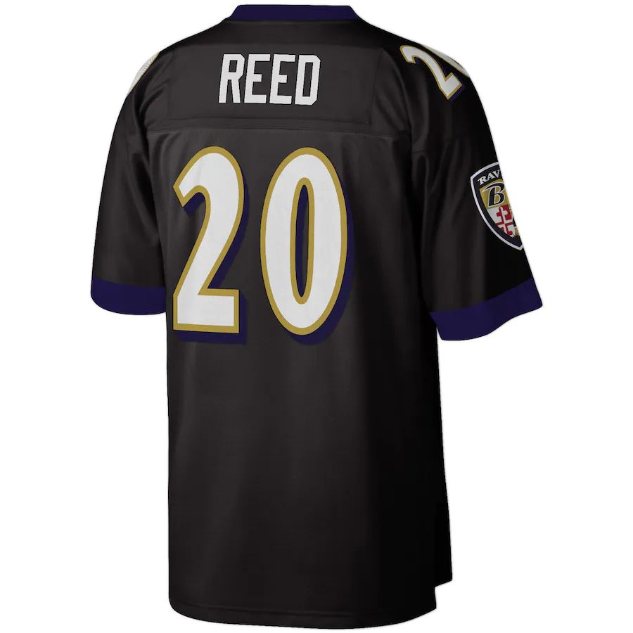 B.Ravens #20 Ed Reed Mitchell & Ness Black Legacy Replica Jersey Stitched American Football Jerseys - Main View