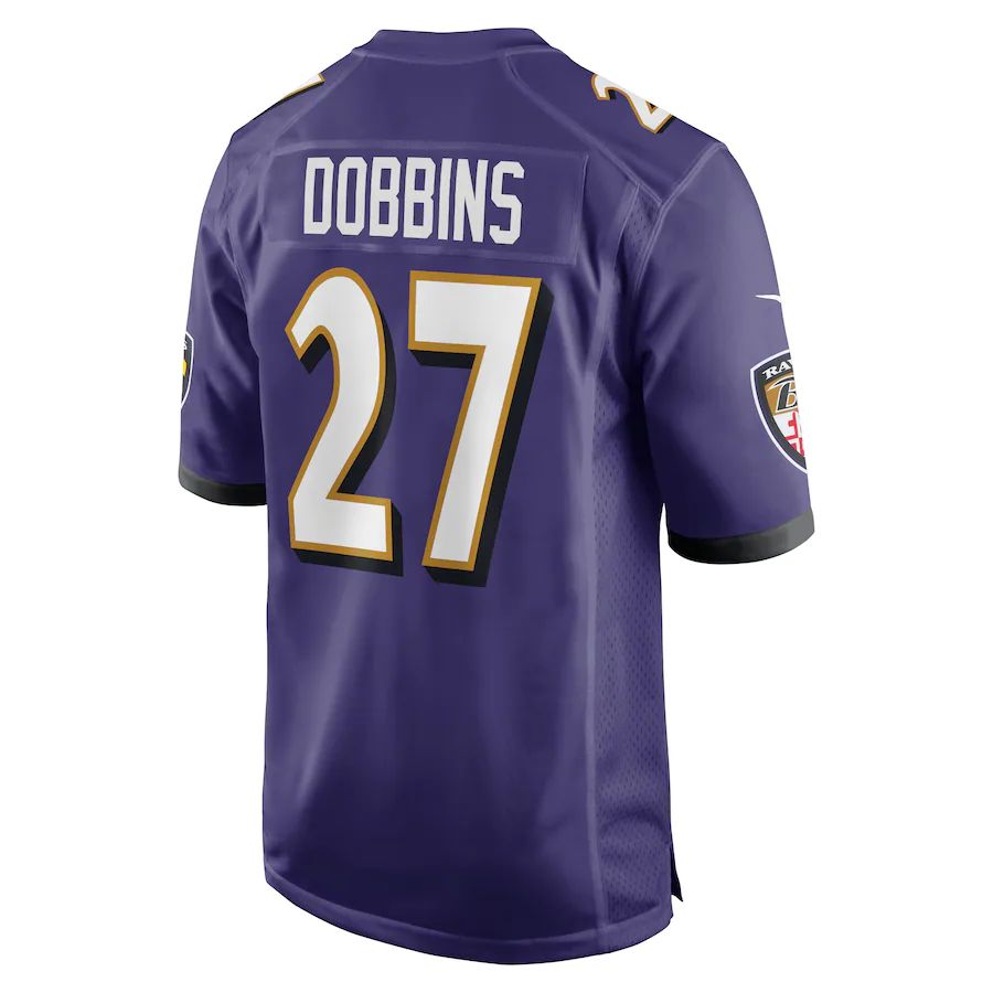 B.Ravens #27 J.K. Dobbins Purple Game Jersey Stitched American Football Jerseys - Main View