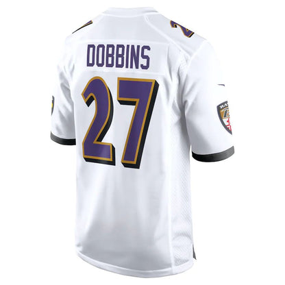 B.Ravens #27 J.K. Dobbins White Game Jersey Stitched American Football Jerseys - Main View