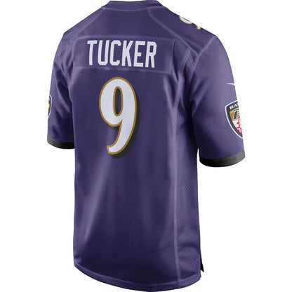 B.Ravens #9 Justin Tucker Purple Game Jersey Stitched American Football Jerseys - Main View