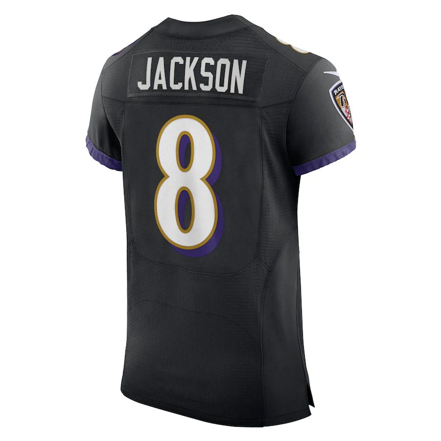 B.Ravens #8 Lamar Jackson Black Alternate Vapor Elite Player Jersey Stitched American Football Jerseys - Main View