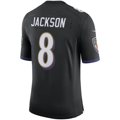 B.Ravens #8 Lamar Jackson Black Speed Machine Limited Jersey Stitched American Football Jerseys - Main View