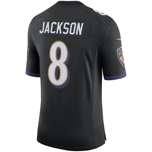 B.Ravens #8 Lamar Jackson Black Speed Machine Limited Jersey Stitched American Football Jerseys - Main View