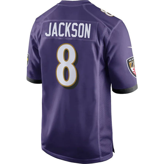 B.Ravens #8 Lamar Jackson Purple Game Player Jersey Stitched American Football Jerseys - Main View