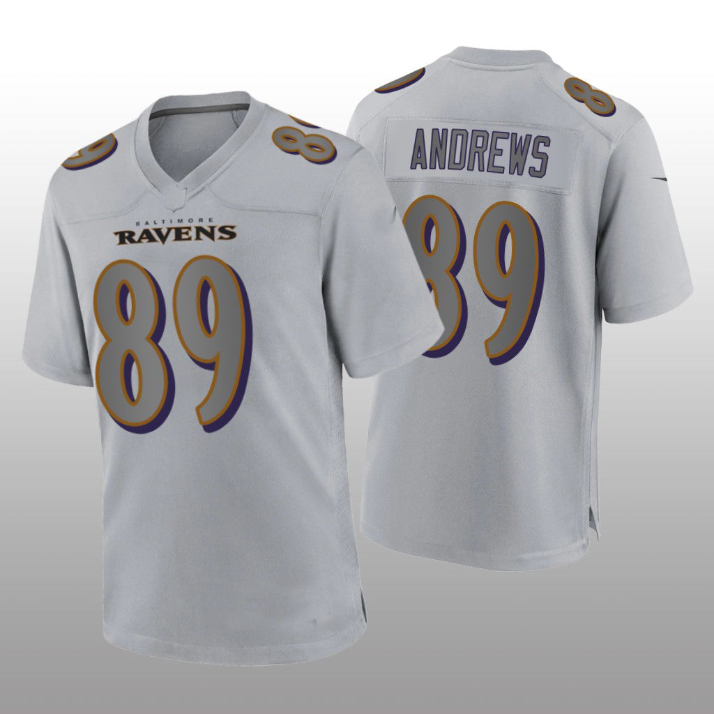 B.Ravens #89 Mark Andrews Gray Atmosphere Game Jersey Stitched American Football Jerseys - Main View