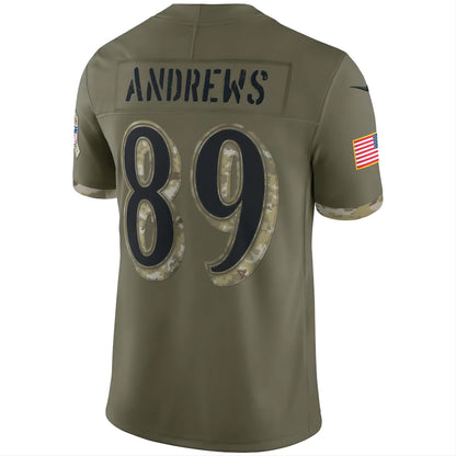 B.Ravens #89 Mark Andrews Olive 2022 Salute To Service Limited Jersey Stitched American Football Jerseys - Main View