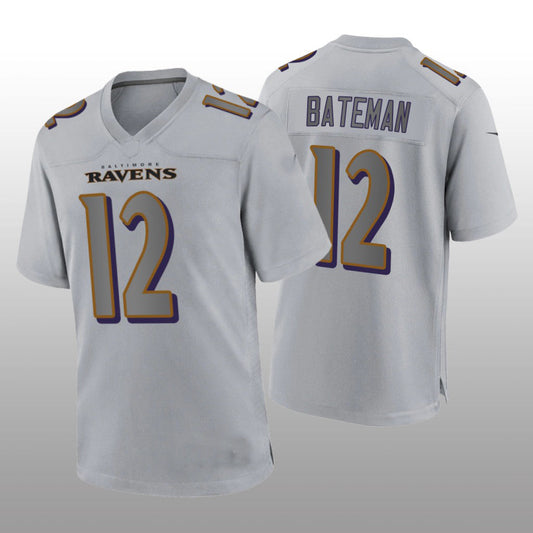 B.Ravens #12 Rashod Bateman Gray Atmosphere Game Jersey Stitched American Football Jerseys - Main View