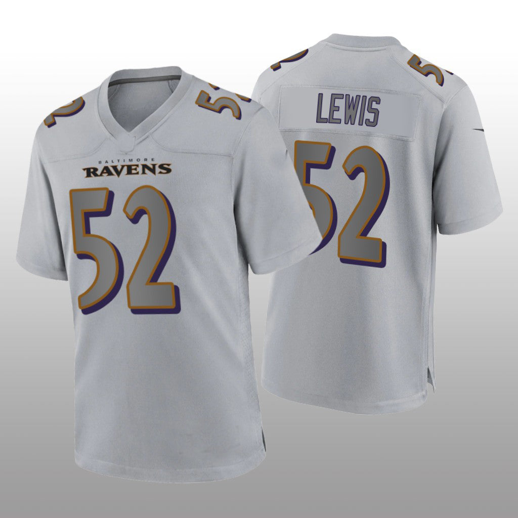 B.Ravens #52 Ray Lewis Gray Atmosphere Game Retired Player Jersey Stitched American Football Jerseys - Main View