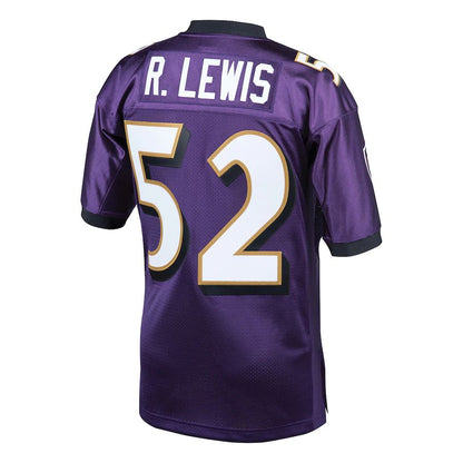 B.Ravens #52 Ray Lewis Mitchell & Ness Purple 2000 Authentic Throwback Retired Player Jersey Stitched American Football Jerseys - Main View