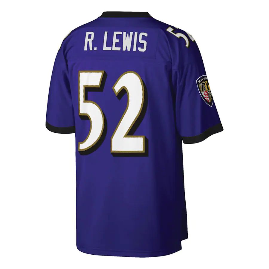 B.Ravens #52 Ray Lewis Mitchell & Ness Purple Big & Tall 2000 Retired Player Replica Jersey Stitched American Football Jerseys - Main View
