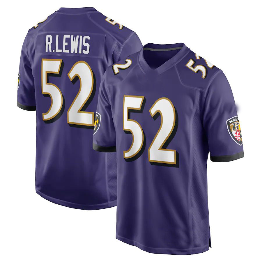 B.Ravens #52 Ray Lewis Purple Retired Player Game Jersey Stitched American Football Jerseys - Main View