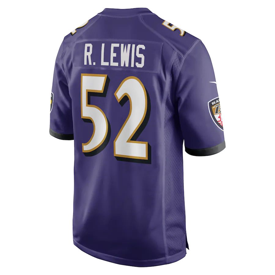 B.Ravens #52 Ray Lewis Purple Retired Player Jersey Stitched American Football Jerseys - Main View