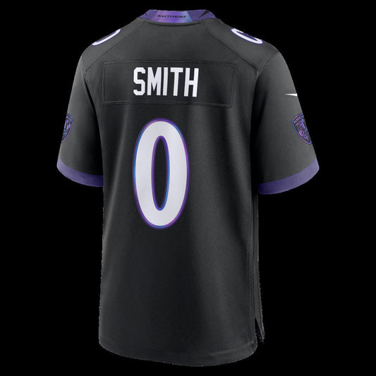 B.Ravens #0 Roquan Smith Black Alternate Game Stitched Football American Jersey - Main View