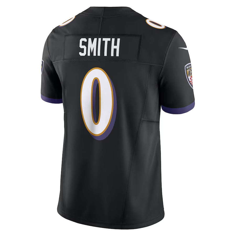 B.Ravens #0 Roquan Smith Black Alternate Vapor F.U.S.E. Limited Stitched American Football Jerseys - Main View