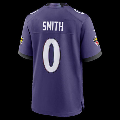 B.Ravens #0 Roquan Smith Purple Team Game Stitched Football American Jersey - Main View