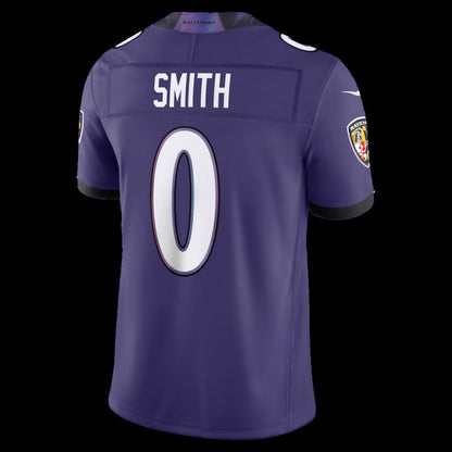 B.Ravens #0 Roquan Smith Purple Vapor F.U.S.E. Sewn Down Limited Stitched Football American Jersey - Main View
