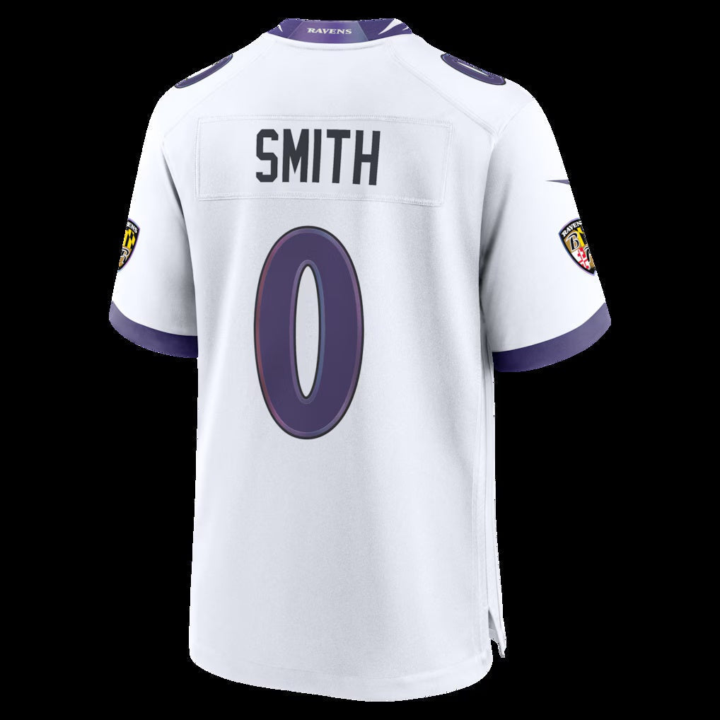 B.Ravens #0 Roquan Smith White Game Stitched Football American Jersey - Main View