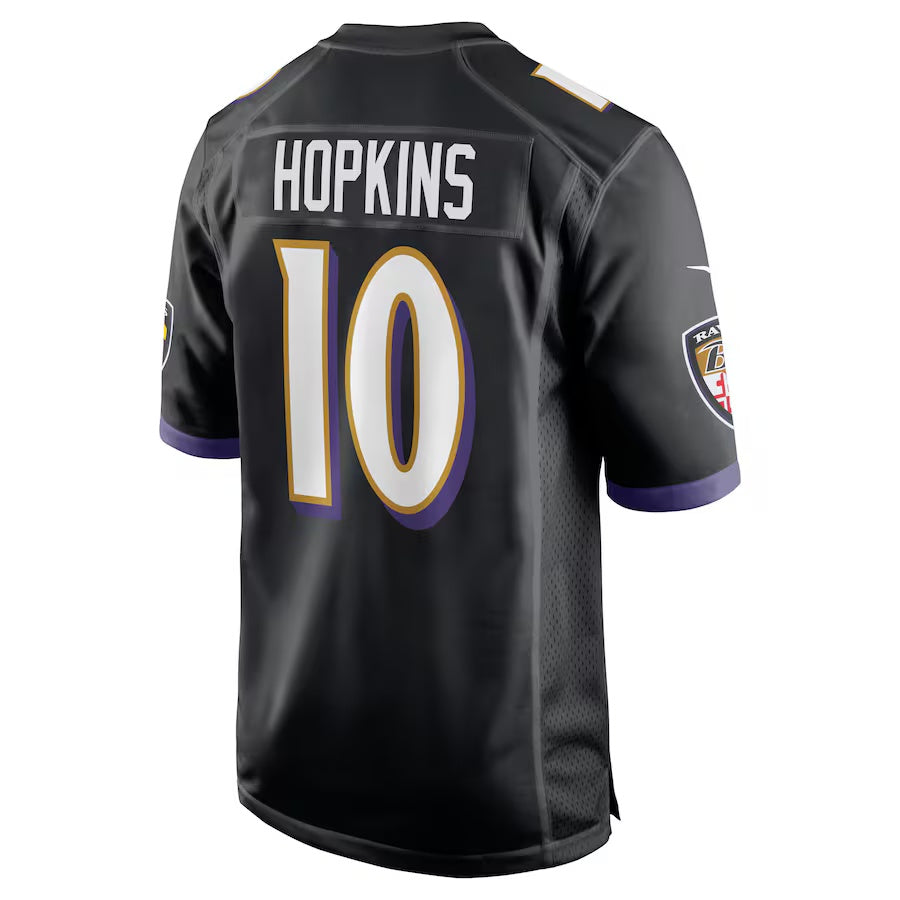 B.Ravens #10 DeAndre Hopkins Black Alternate Game Stitched American Football Jerseys - Main View
