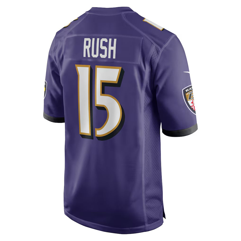 B.Ravens #15 Cooper Rush Purple Team Game Stitched American Football Jerseys - Main View